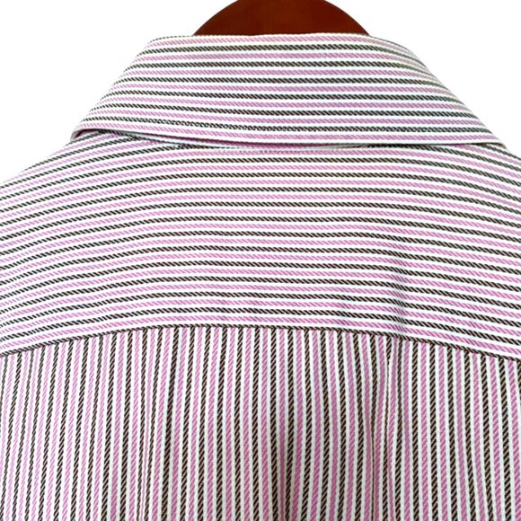 Hugo Boss Pink & Grey Striped Dress Shirt | Hugo Boss Mens Shirt - Picture 3 of 8